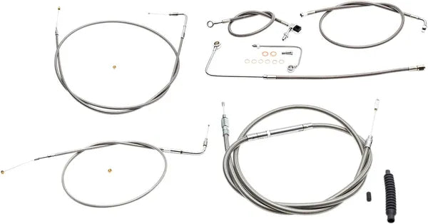 Harley Davidson FLS [LA CHOPPERS] – Szabványos, rozsdamentes acél borítású kormánykábel/fékvezeték készlet