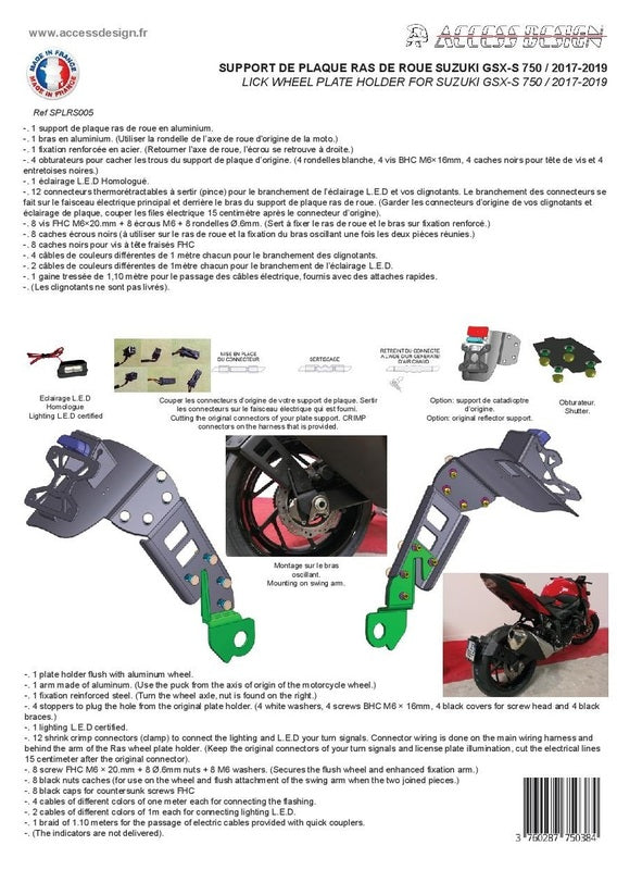 Suzuki Gsx-S 750 [ACCESS DESIGN] - rendszámtábla tartó kerékmagasságban fekete Suzuki GSX-S750