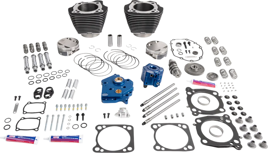 Harley-Davidson FLFBS 1923 Softail Fat Boy 117 [2026] - 129" Power Package Motorleistungs-Kit – Oberfläche: Schwarz, Hervorgehobene Lamellen – Merkmal: Verchromte Stößelstangenrohre – Bild 1
