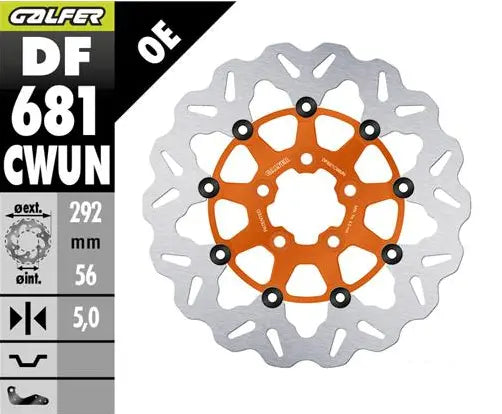 Harley-Davidson Xl 883 R Roadster [2010-2013, 2014-2015] - Schwimmende Wave-Bremsscheibe – Oberfläche: Orange, Silber, Edelstahl – Bild 1