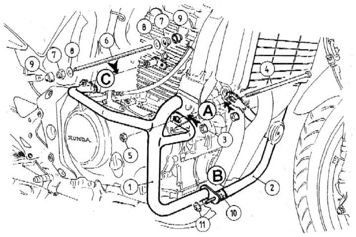 Honda CBF 500 [2004-2007] - Motorvédő fekete