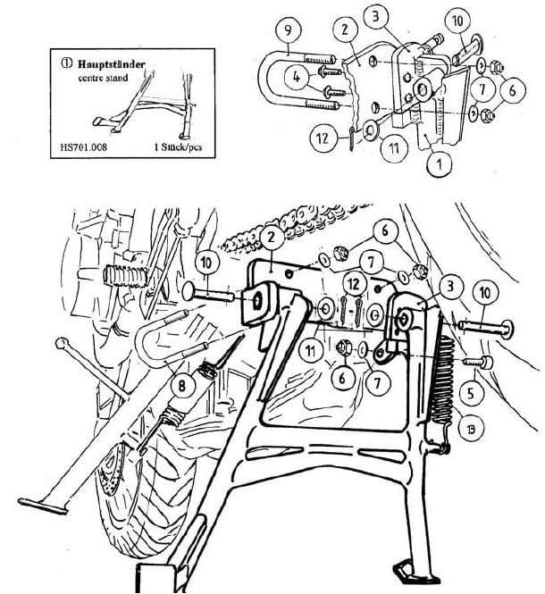 Honda CB 600 F Hornet [2003-2006] - középső állvány fekete