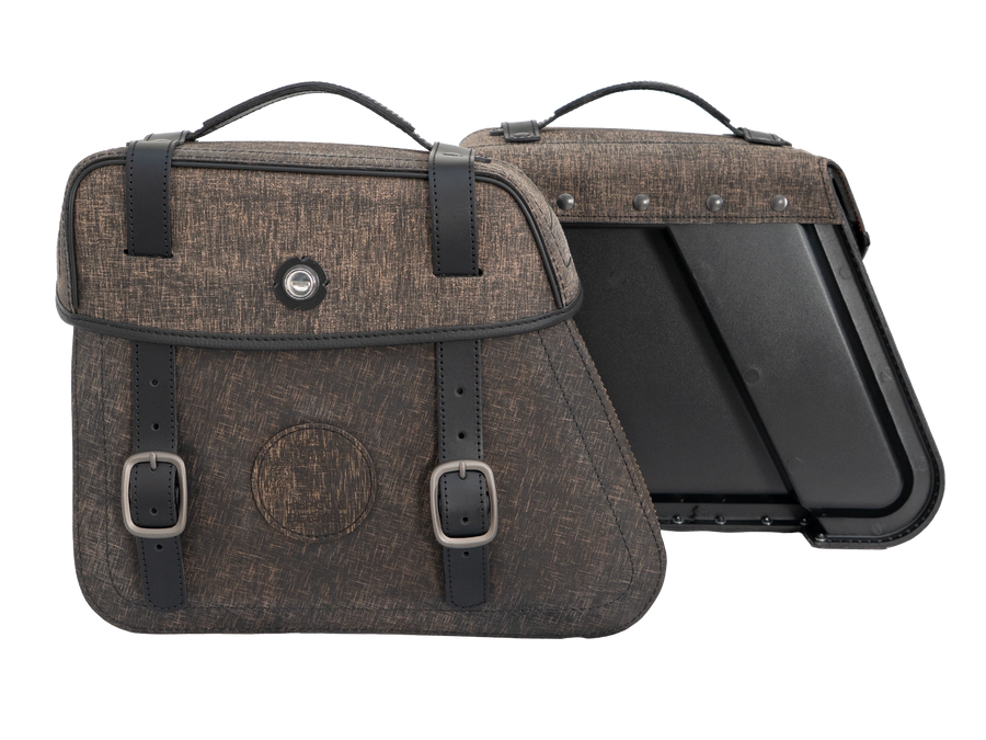 Motoros táska [Hepco & Becker] - bőrtáska készlet Rugged Cutout 19 L incl. gyorskioldó - barna - kivágás