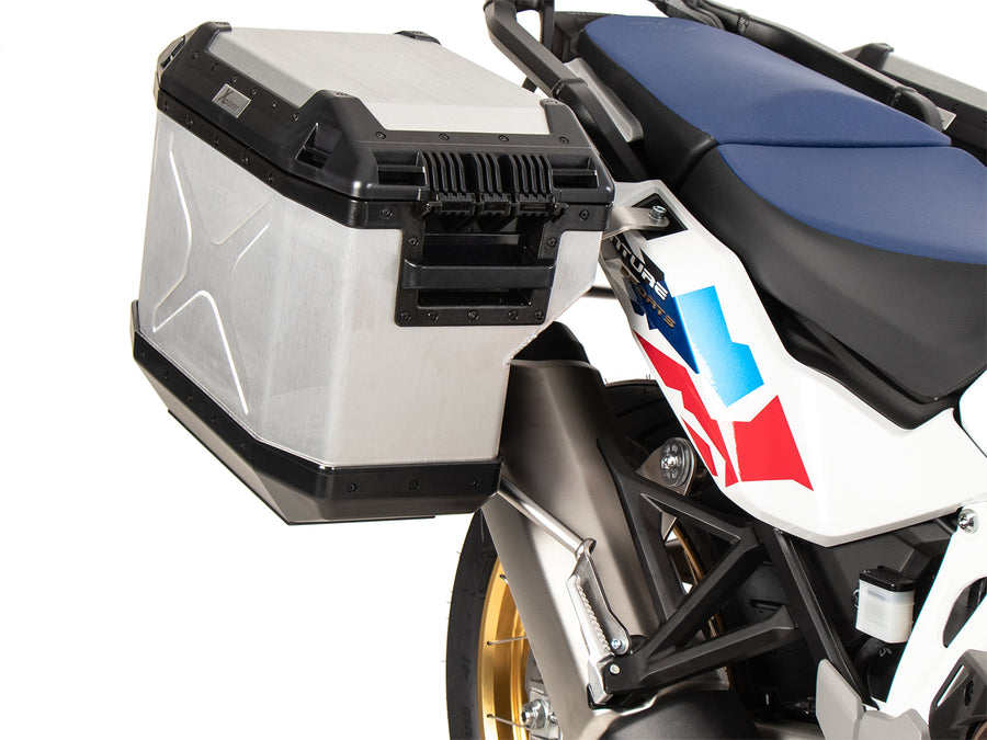 Honda CRF 1100 L AT Adv Sp [2024-2026] - Táratartó készlet Rozsdamentes acél kivágással Xplorer Cutout táskakészlet ezüst