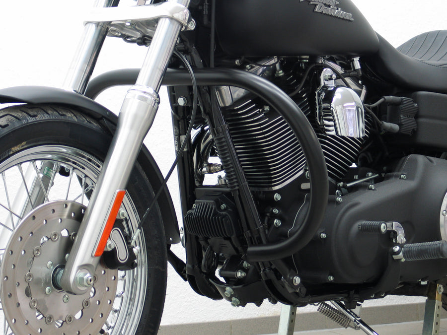 Harley Davidson Dyna Glide Low Rider [2015-2017] - Védőrúd, nagy változat 38 mm-es csőből, kerek forma, fekete