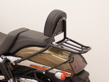 Harley Davidson Dyna Fat Bob [2008-2013] – Passenger Sissy bár párnával és csomagtartóval, fekete