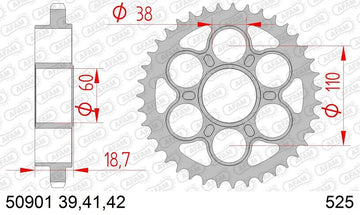 Ducati Monster 1200 [2014–2021] - Acél lánckerék szabvány - 525