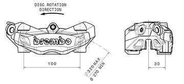 Hypermotard 939 [BREMBO] - M4 bal első féknyereg fekete Ø32mm