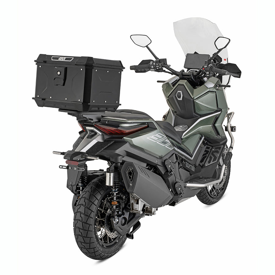 ALPINA Monolock Topcase aus Aluminium, schwarz – 44 Liter, mit Universalplatte und Montagekit