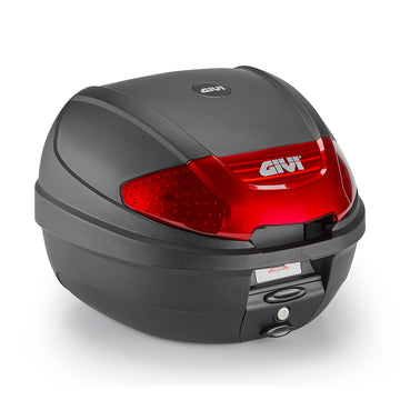 E300 - Monolock felső tok, 30 L., fekete - piros reflektorral, lemezzel és univerzális készlettel