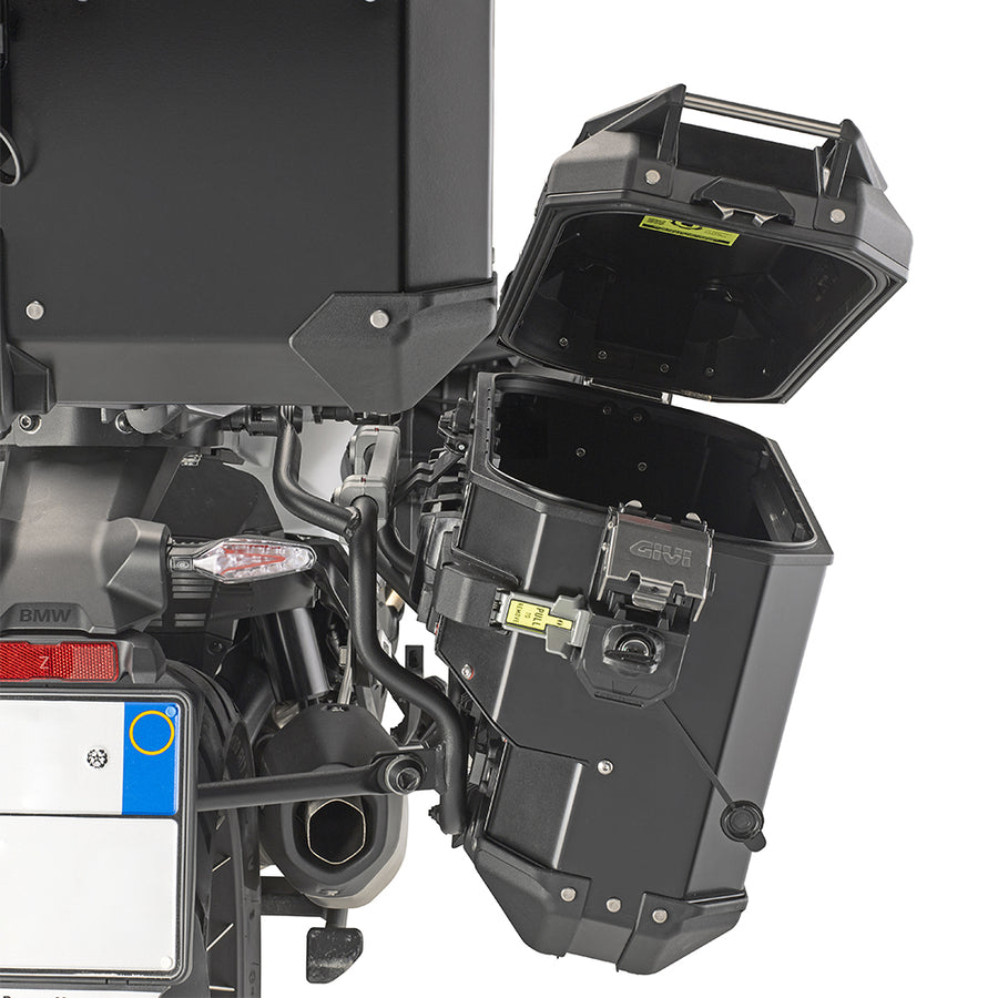 Alu-Seitenkoffer Trekker Outback EVO 33 Monokey – Schwarz, seitlich versetzt, rechts, SMART SEC LOCK