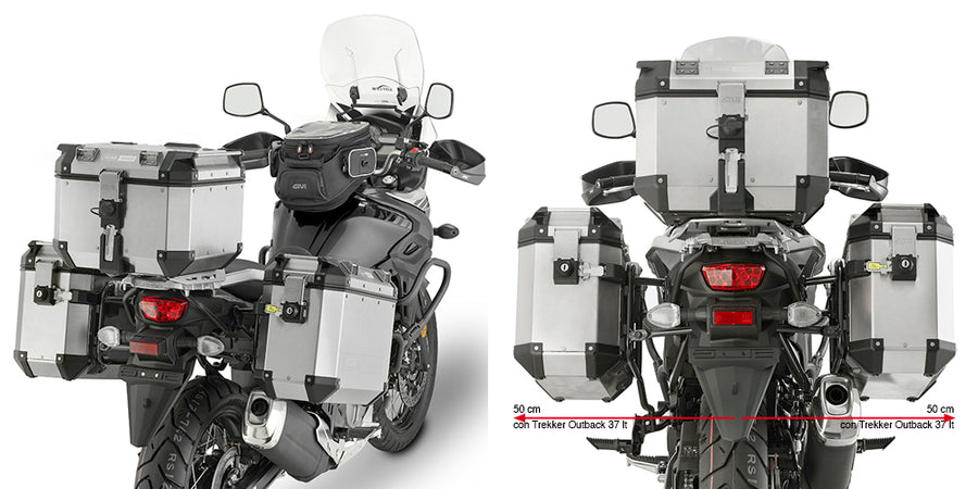 Suzuki DL 650 V-Strom [GIVI] - cső alakú acél oldalsó toktartó Trekker Outback MONOKEY® CAM-SIDE tok átmérője 18