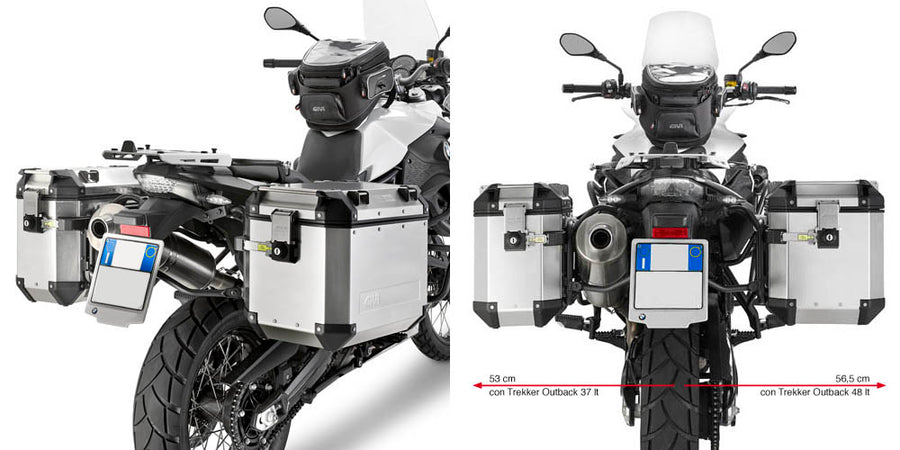 BMW F 700 GS [GIVI] - cső alakú acél oldalsó toktartó Trekker Outback MONOKEY® CAM-SIDE tok átmérője 18 mm