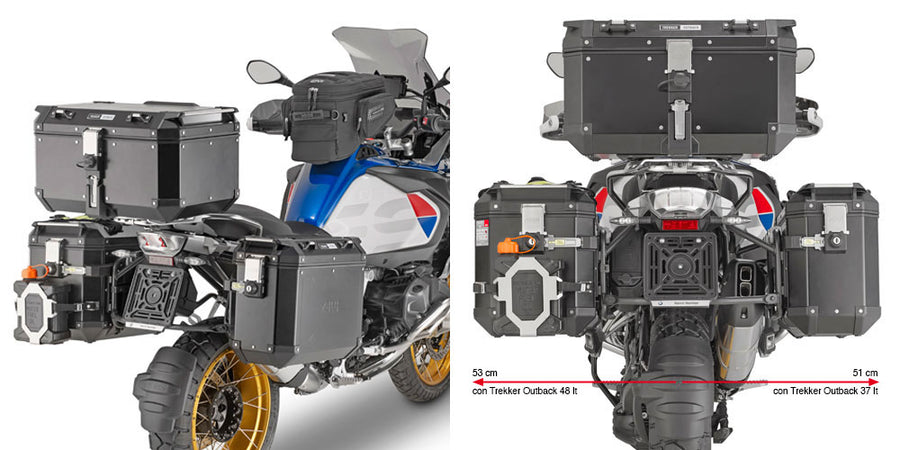 BMW R 1250 GS Adventure [GIVI] - cső alakú acél oldalsó toktartó Trekker Outback MONOKEY® CAM-SIDE tok átmérőhöz