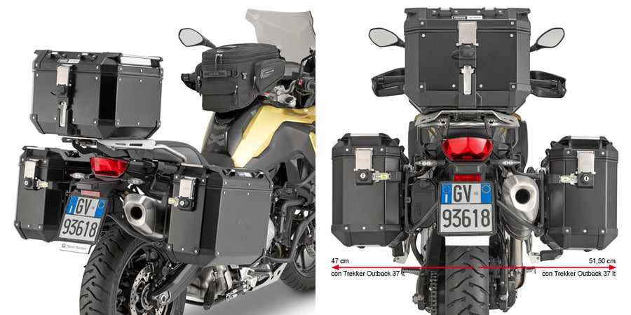 BMW F 900 GS Adventure [GIVI] - cső alakú acél oldalsó toktartó Trekker Outback MONOKEY® CAM-SIDE tok átmérője 18