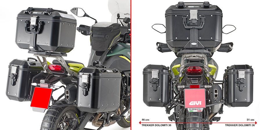 Benelli TRK 702 [GIVI] - A MONOKEY® ház oldalsó háztartója, amelyet a felső ház SR8719-hez szerelnek fel a felső ház hordozóhoz