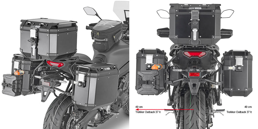Yamaha Tracer 9 / Tracer 9 GT / Tracer 9 GT+ [GIVI] - cső alakú acél oldalsó toktartó PL ONE-FIT a Trekker Outbackhez
