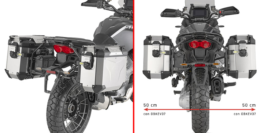 Moto Guzzi Stelvio 1000 [GIVI] - cső alakú acél oldalsó toktartó PL ONE-FIT a Trekker Outback MONOKEY®-hez