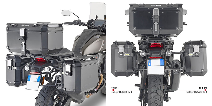 Harley Davidson Pan America 1250 [GIVI] - PL ONE-FIT cső alakú acél oldalsó toktartó a Trekker Outback MONOKEY®-hez