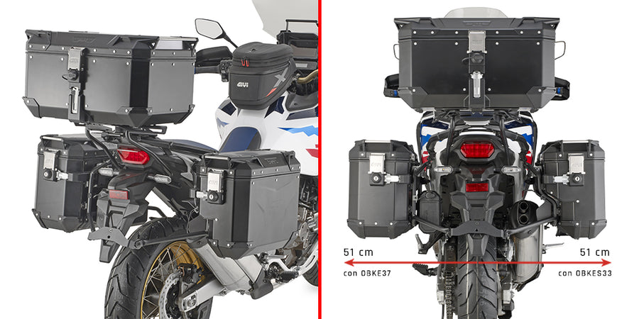 Honda CRF 1100 L Africa Twin [GIVI] - cső alakú acél oldalsó toktartó PL ONE-FIT jobb oldali eltolással a