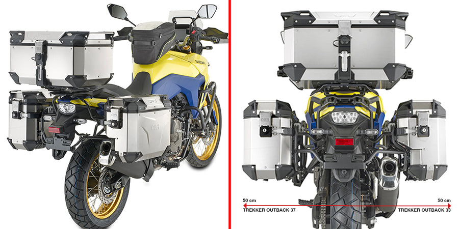 Suzuki V-Strom 800 SE [GIVI] - PL ONE-FIT cső alakú acél oldaldoboztartó, jobb oldali eltolással a trekkerekhez