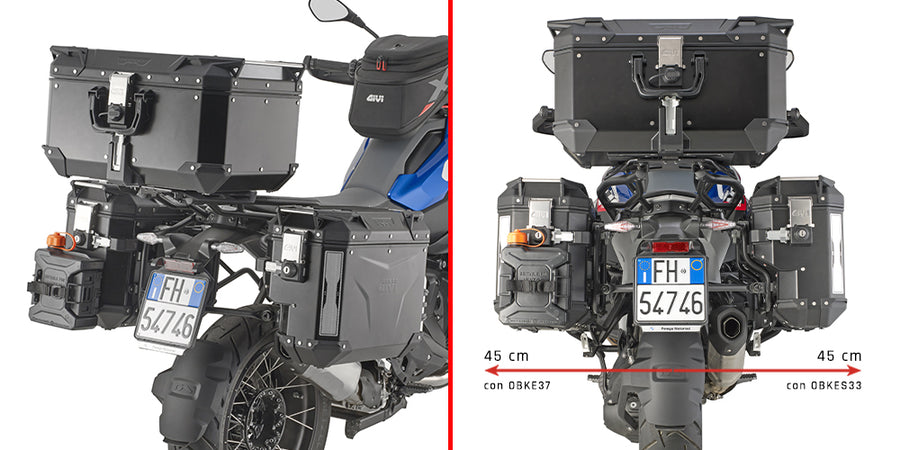 BMW R 1300 GS [GIVI] - PL ONE-FIT cső alakú acél oldalsó toktartó jobb oldali eltolással a Trekker Outbackhez