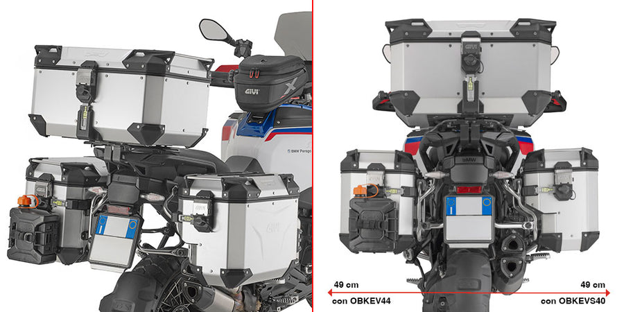 BMW R 1300 GS Adventure [GIVI] - Rozsdamentes acélcső PL ONE-FIT oldalsó toktartóból készült, jobb oldali eltolással