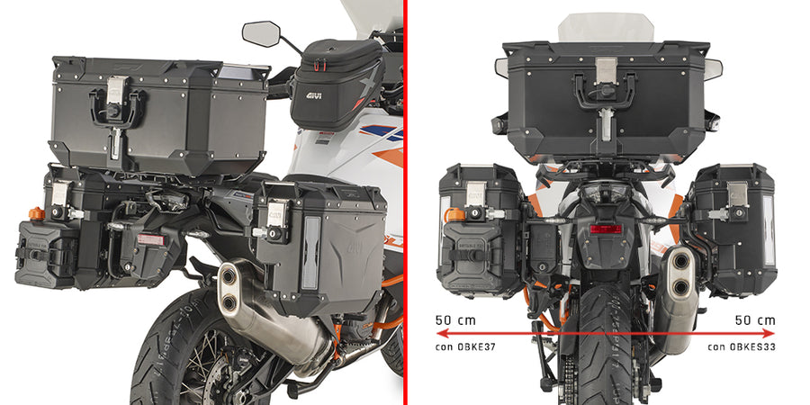 KTM Super Adventure R 1390 [GIVI] - PL ONE-FIT cső alakú acél oldalsó toktartó, jobb oldali eltolással a