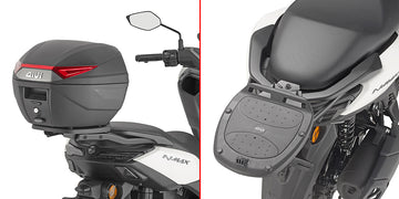 Yamaha N-Max 125 [GIVI] - Topcase tartó MONOLOCK® tokokhoz, használja a tokhoz mellékelt MONOLOCK® lemezt