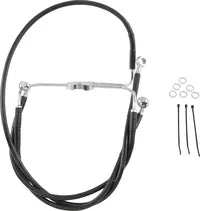 Harley Davidson Flhr [DRAG SPECIALTIES] – Fekete vinyl meghosszabbított fékvezeték készlet