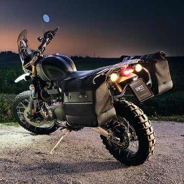 BMW R nineT 1200 Urban G/S (hoher Auspuff) [2017-2023] - Paar Cult-Seitentaschen aus Spaltleder 40L - 50L + Aluminiumplatte