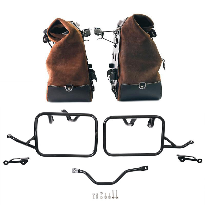 BMW R 12 G/S [2025-2026] - Paar Cult-Seitentaschen aus Spaltleder 40L – 50L + Aluminiumplatte + BMW R12 G/S-Rahmen