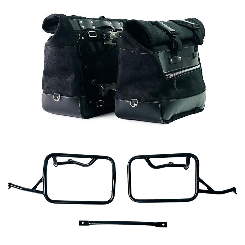 BMW R 12 nineT [2024-2026] - Paar Cult-Seitentaschen aus Spaltleder 40L - 50L + Aluminiumplatte + Rahmen für Aluminiumtaschen