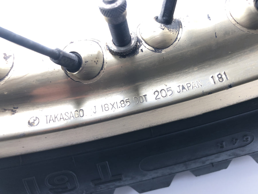 Yamaha XT 500 1U6 [1981] - Hátsó kerék felni arany küllős kerék 1,85 x 18" dobfékkel