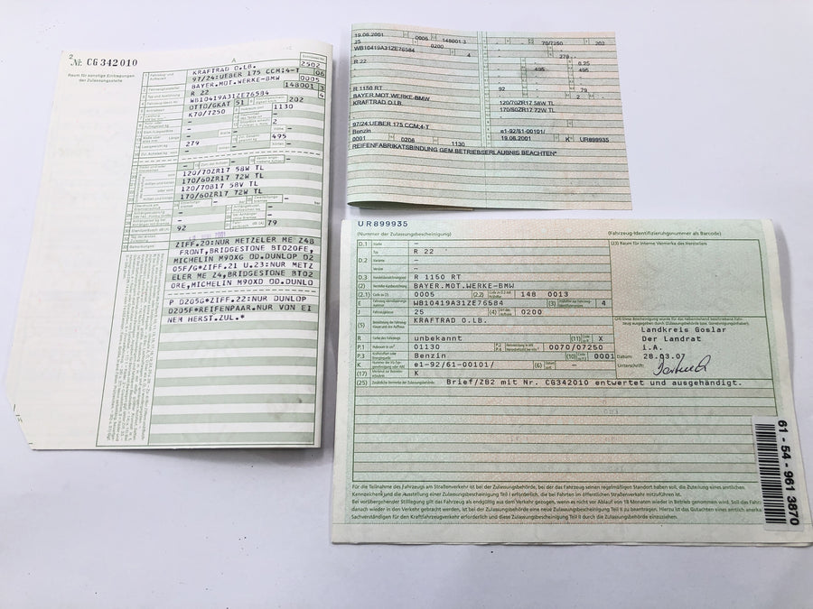 BMW R 1150 RT R22 [2001] - vázfej papírokkal