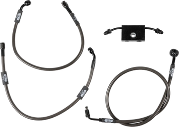 harley davidson flfb [LA CHOPPERS] – Midnight Braided Brake Line Kit