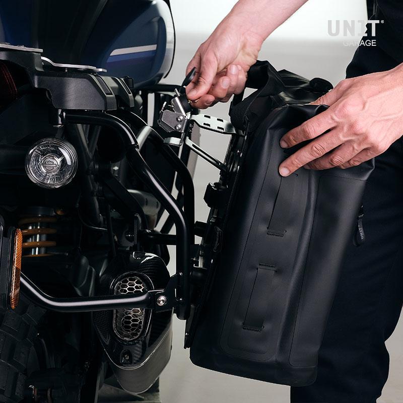 BMW F 900 GS [2023-] - Aluminiumplatte + Schnellkupplung und Verschluss aus Edelstahl (Schalldämpferseite)